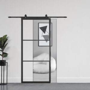 Stalen schuifdeur 3 vlakken (HELDER GLAS) + Systeem