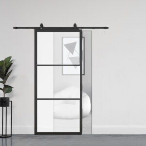 Stalen schuifdeur 3 vlakken (MAT GLAS) + Systeem