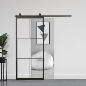 Stalen schuifdeur 6 vlakken (HELDER GLAS) + Systeem